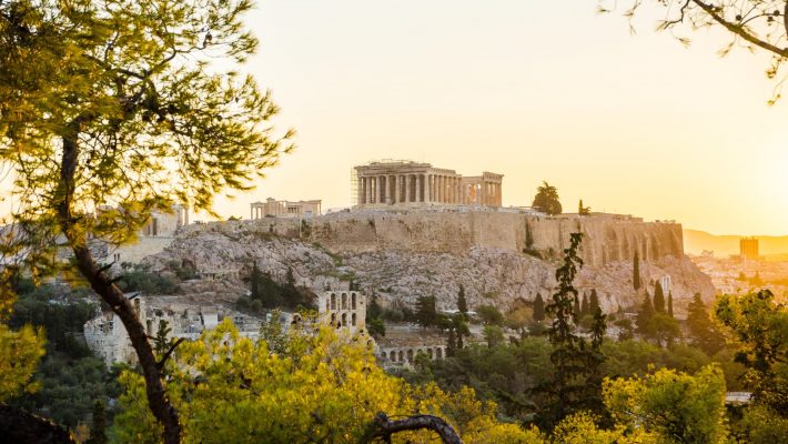 Akropolis im Sonnenuntergang